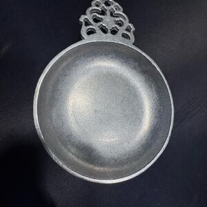 5 Decorative York MetalCrafters Porringer Bowls with Ornate Handles.